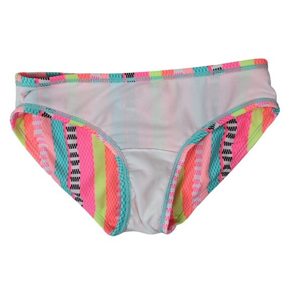 Cat & Jack Girls Swimsuit Set Pink Blue Medium Bikini Skirt Cover Stripe 3 Piece - Picture 10 of 16